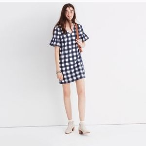 NWT Madewell Bell Sleeve Dress Leighton Plaid